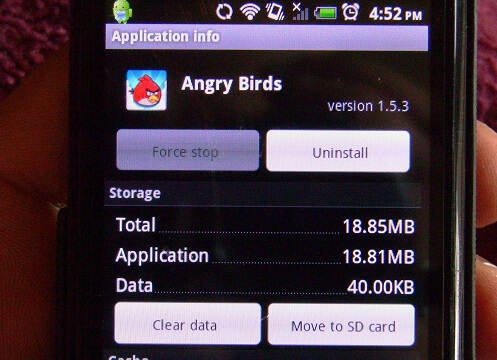 Move Angry Birds to SD Card Booya Gadget Low Storage Android Fix