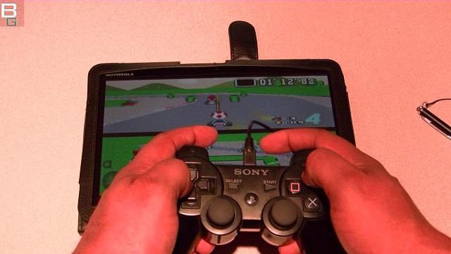PS3 Controller on Motorola Xoom Android Super Mario Kart SNES Booya Gadget